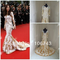 free shipping 2018 white v neck mermaid lace long sleeve wedding celebrity gown custom size mother of the bride dresses