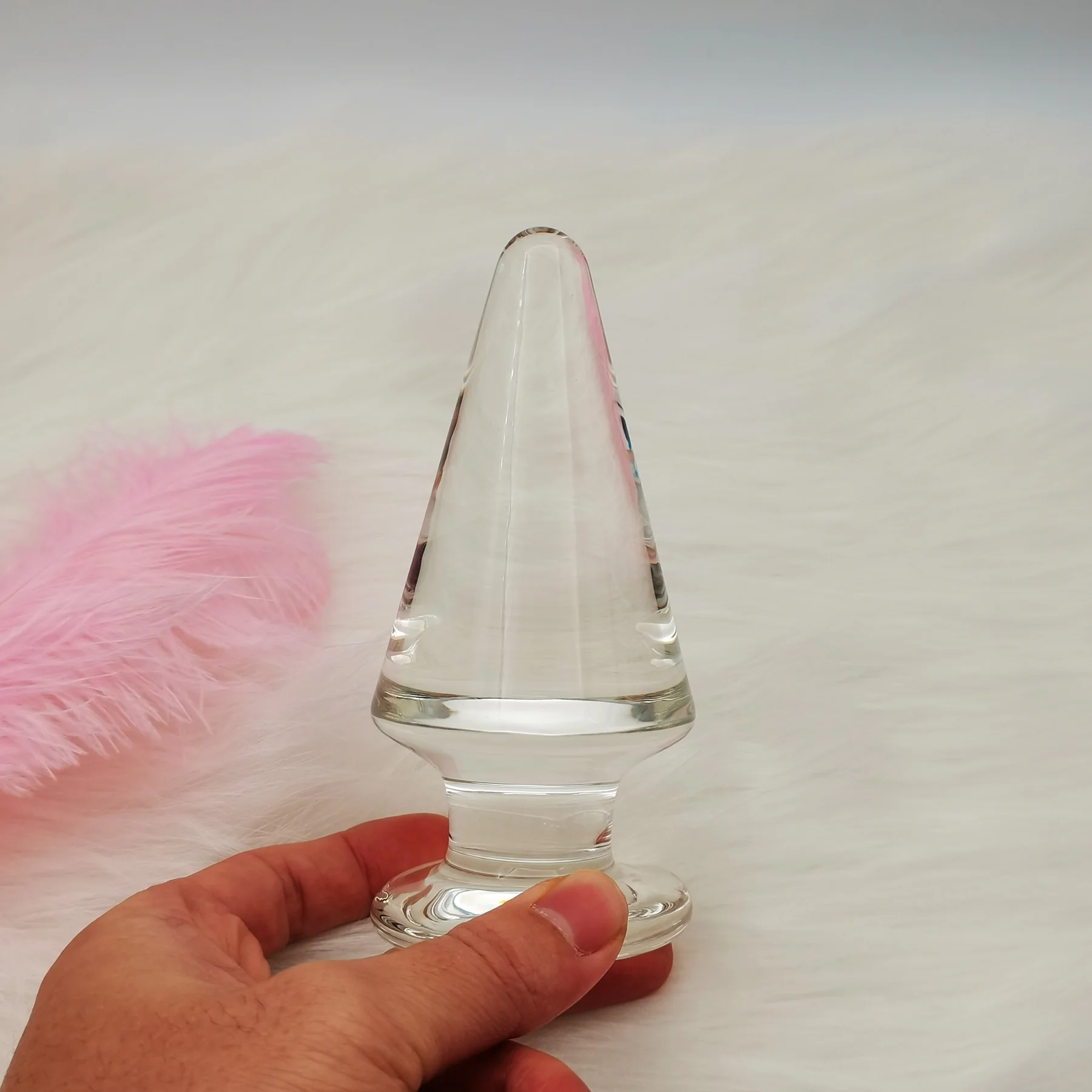 Анальная пробка с большим кристаллом 60 мм стеклянный фаллоимитатор