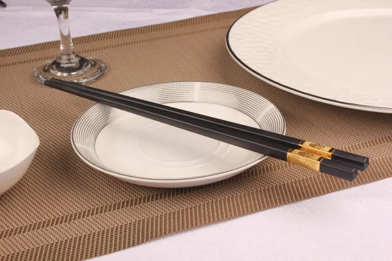 Черное золото Корейская палочка для еды суши Chop Stick Черный Серебряный квадратный японский палочки для еды китайские столовые приборы для ресторана