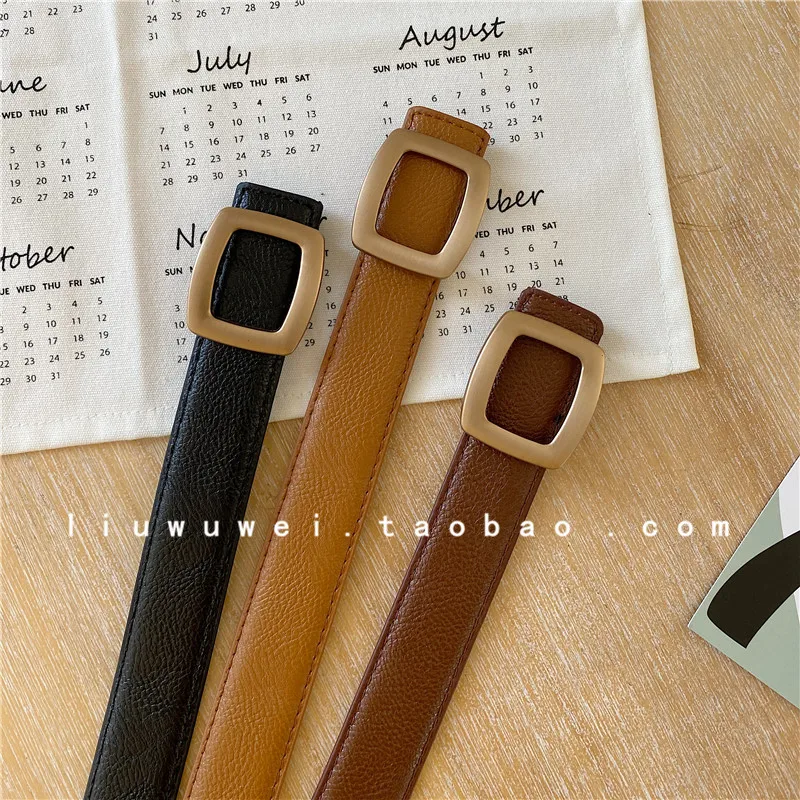 

Elegant Lychee Pattern Single Product Korean Belt Female Chic Student Jeans Simple All-Match Retro Hidden Hook Belt Fashion
