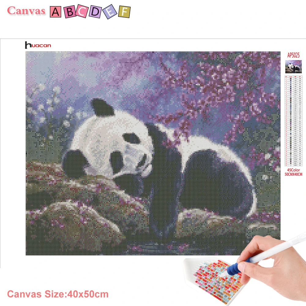 Huacan Diamond Embroidery Animal Full Square Picture Mosaic Rhinestone Home Decoration Diamond Painting Panda
