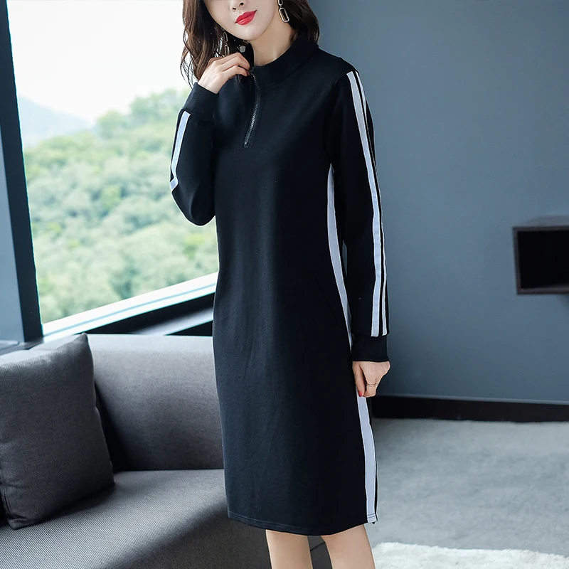 

Plus Size 2019 New Autumn Women dress Micro Fat Younger Sister Brim Hidlly Meat Reduction Age Fleece Dresses 3108