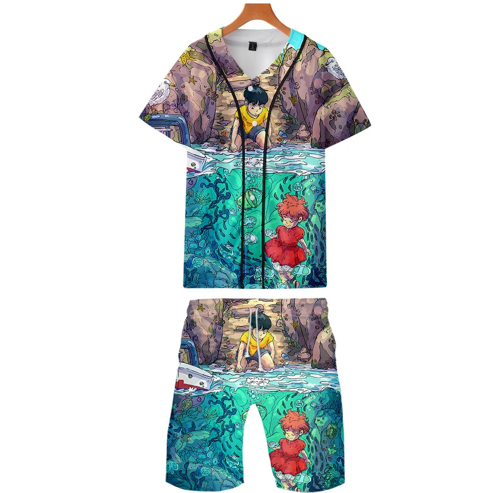 

Ponyo On The Cliff 3D Printed Two Piece Set Summer Baseball T-shirts+Casual Shorts Fashion 2019 Trendy Streetwear Clothes