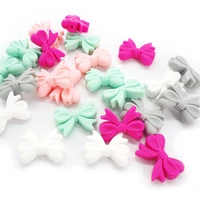 chenkai 100pcs bpa free silicone bowknot teether beads diy baby teething montessori sensory jewelry toy bow tie accessories