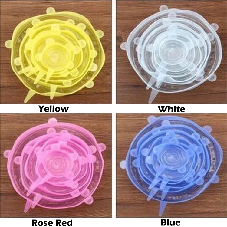 Домашний 6 шт./пакет Еда Класс силиконовый Обёрточная бумага свежие Саран крышкой