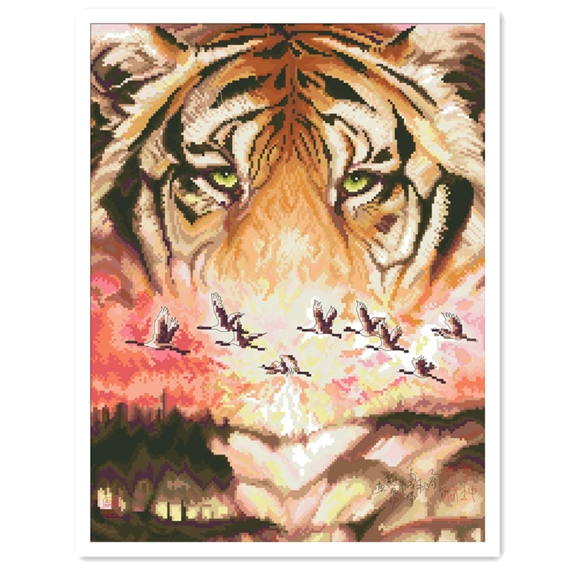 

Тигр, благословение, крест, пакет стежка, пейзаж, 18ct 14ct 11ct, ткань, хлопок, нить, вышивка, сделай сам, ручная работа, рукоделие