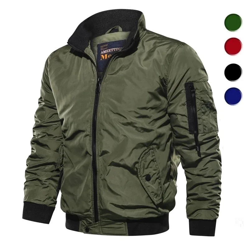 

Casual Waterproof Spring 2020 Military Jacket Men's top Jackets Coats Men Outerwear Casual Brand Zipper Thin Coat Stand-Collar