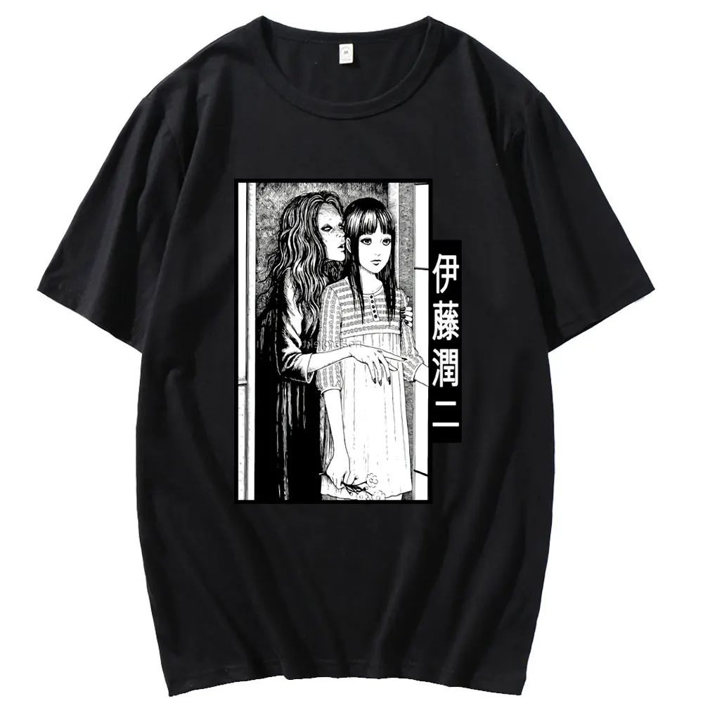 

Japanese Comics Junji Ito Print Short Sleeve T-shirt Harajuku Men/women Casual Crewneck Tshirt Male Retro Creativity T Shirt