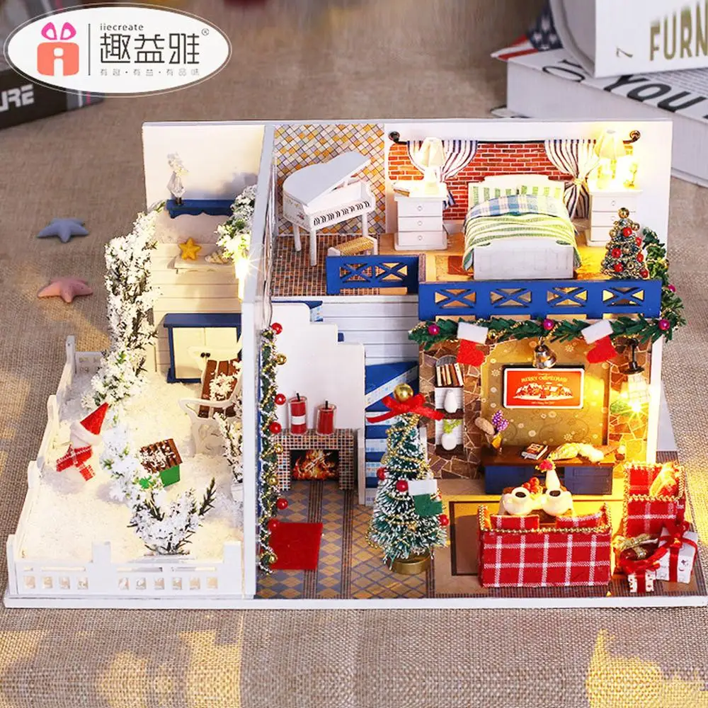 Миниатюрный Кукольный домик с мебелью Diy игрушечный деревянный дом