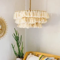 tiered chandelier designer color chandelier cotton tassel bohemian chain art chandelier e27led living room suspension luminaire