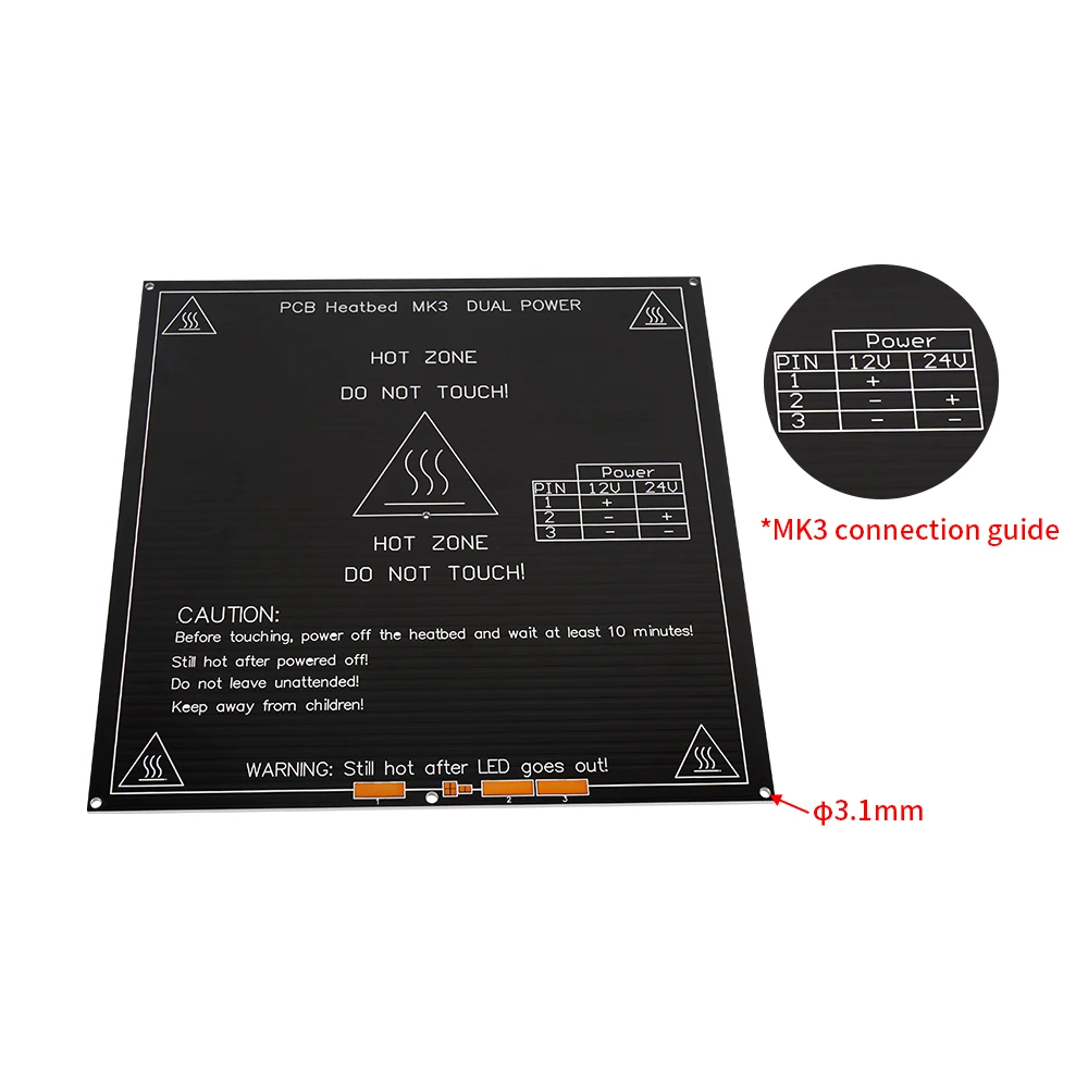 KINGROON 12V 24V MK2A MK3 Heated Bed Aluminum Heatbed 3D Printer Part HotBed 214x214mm 220x220mm image 4