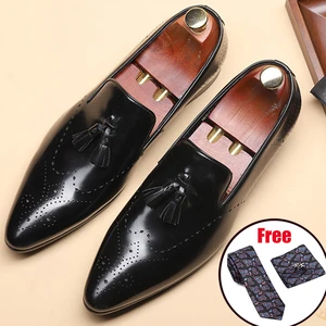 Мужские броги из натуральной кожи, деловые туфли для свадьбы и банкета, мужские повседневные туфли на плоской подошве, винтажные оксфорды ручной работы для мужчин, 2020