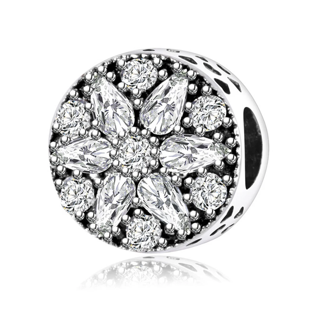 

Оригинальные шармы-бусины для браслетов Pandora, блестящие бусины-шармы с цветами из серебра 925 пробы, Рождественский подарок «сделай сам», Шар...