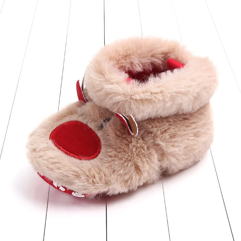 

Ma&Baby 0-24M Newborn Infant Baby Girl Boy Christmas Shoes Cartoon Deer Warm Plush Crib Shoes Cute Xmas Gift