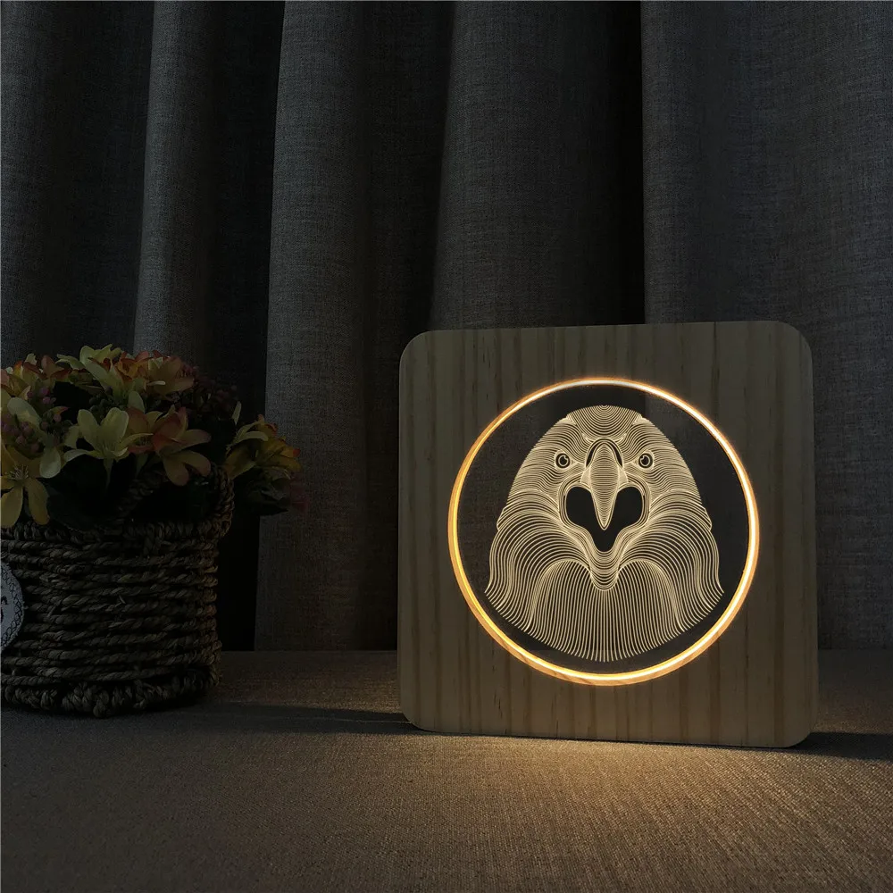 Дятел животное 3d Led ламповый светильник переключатель управления врезной для