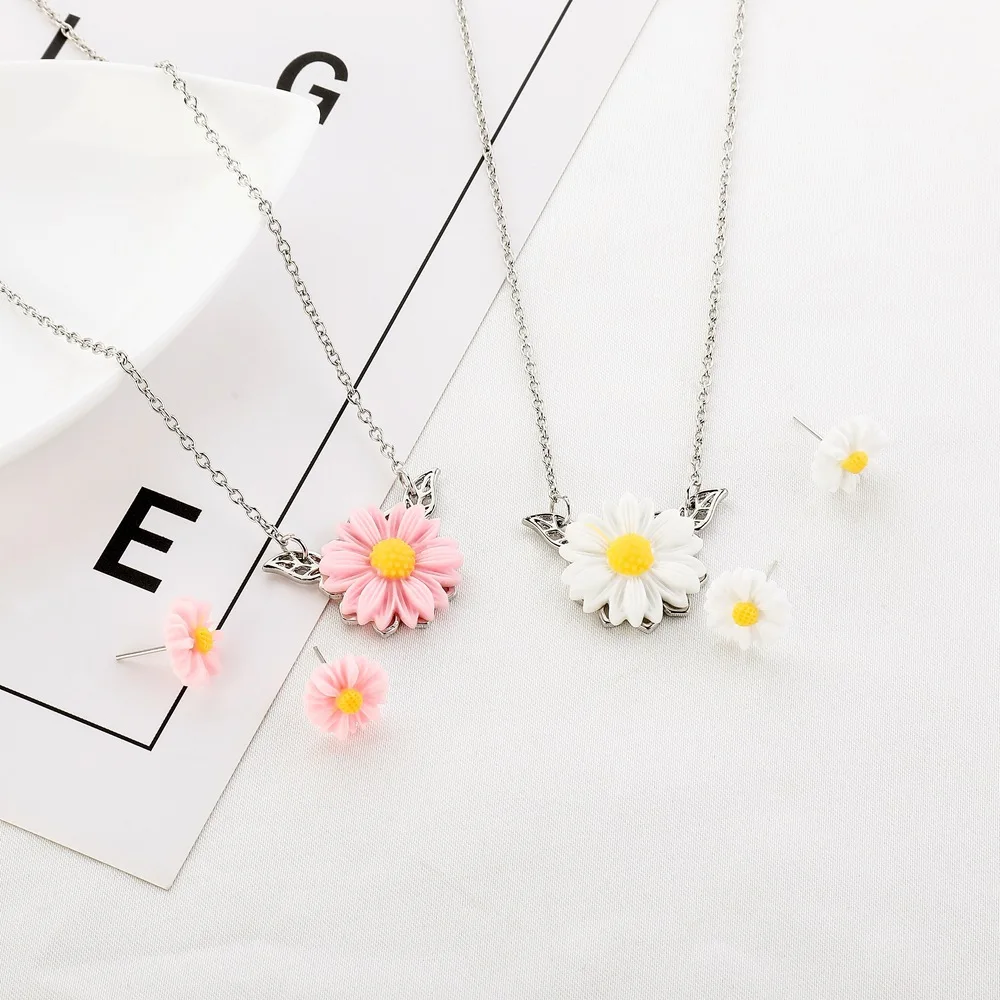 Женский комплект с кулоном в виде листьев подсолнуха очаровательные серьги