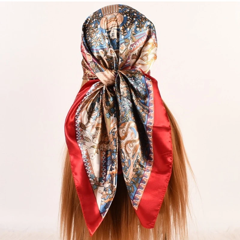 

Женский атласный шёлковый шарф, 90x90 см