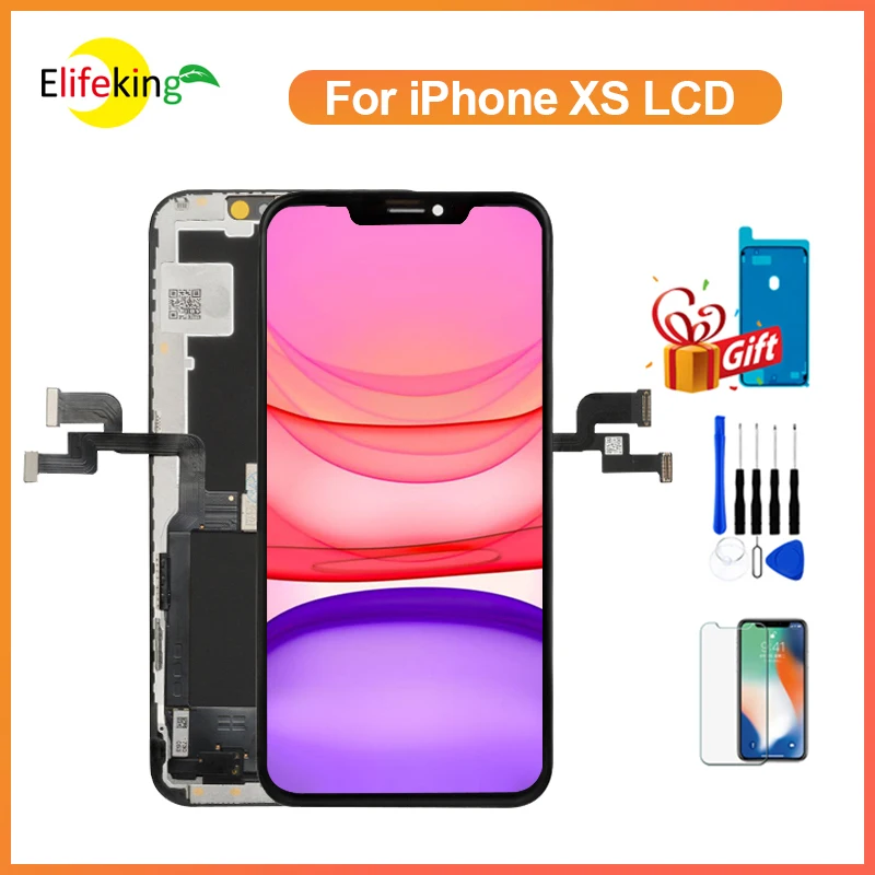 grade a quality oled lcd for iphone xs display 3d touch digitizer assembly phone repair parts replacement 100 tested good free global shipping