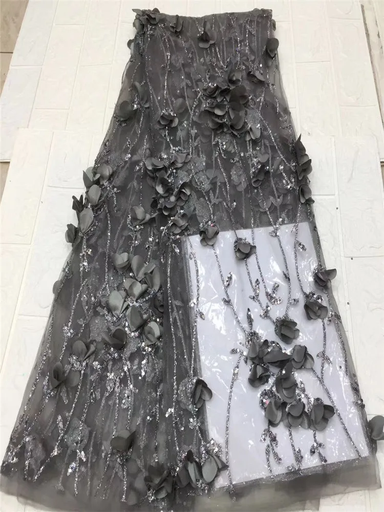 

2020 3D Flowers French Nigerian Laces Fabrics High Quality Tulle African Laces Fabric Wedding African French Tulle Lace