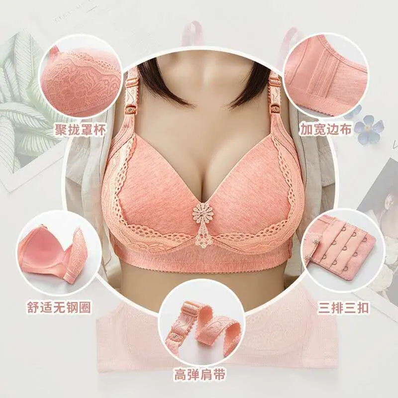 

Women Large Size bralette Thin Section Without Steel Ring Sexy Lace Bras Comfort Underwear Push Up Lingerie Pink Intimates Bra