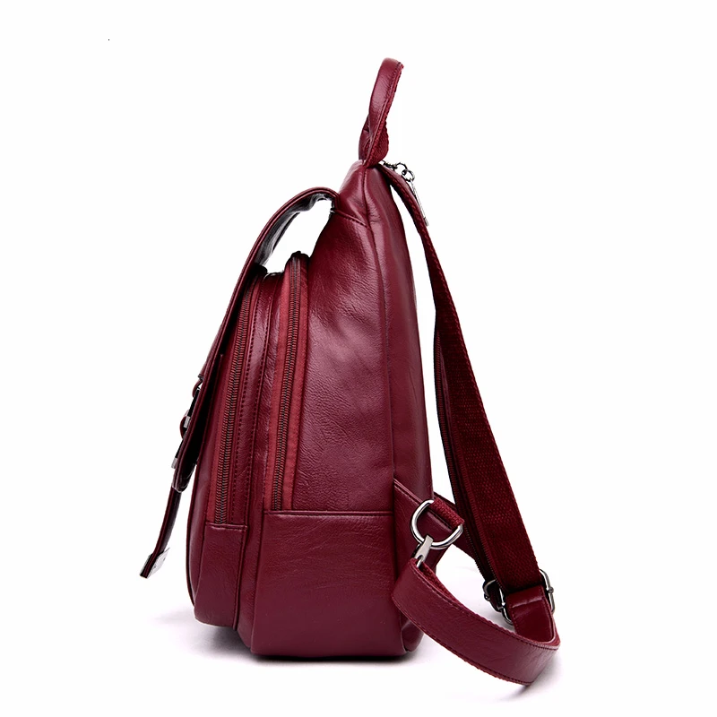 Женский кожаный рюкзак 2019 школьный однотонный дорожный винтажный