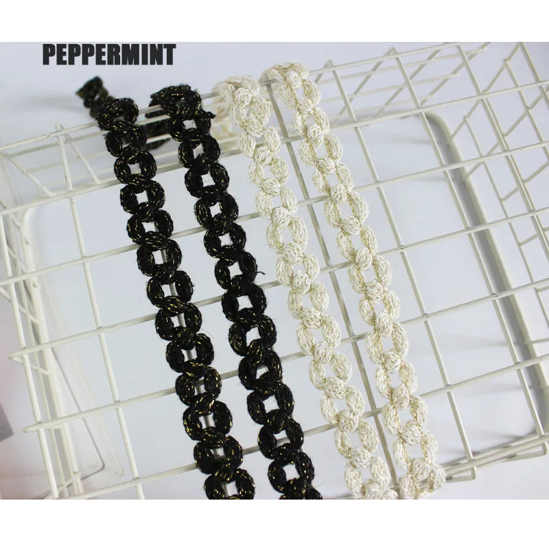 2 ярда 16 мм золотая тесьма отделка хлопковой веревки кружевная одежды черная