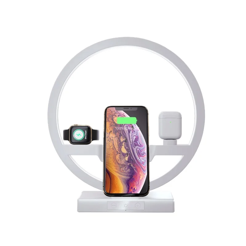 White Tongdaytech 4 в 1 10 Вт Qi Быстрое беспроводное зарядное устройство для Iphone 11 Pro X XS XR 8 Plus светодиодная зарядная станция для Apple Airpods Watch Se - Тип штекера: White