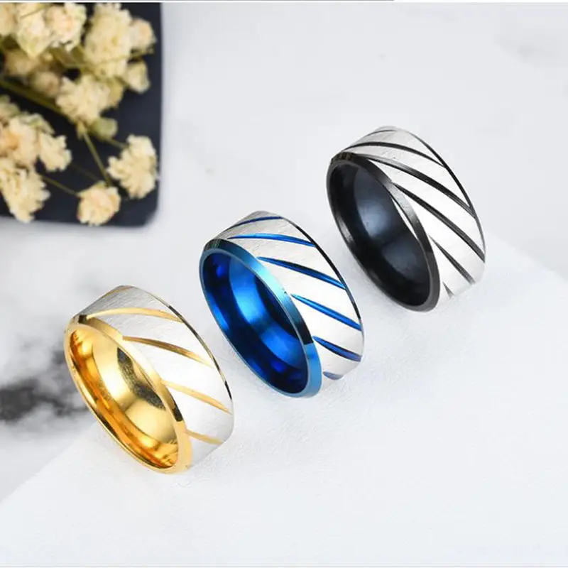 Модное кольцо из нержавеющей стали матовое саржи для женщин и мужчин гладкое