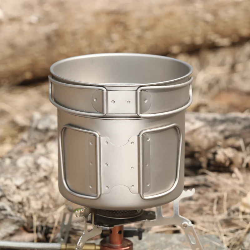 The Best Ultralight Backpacking Cookware and Titanium Pots 900ml Outdoor Cooking Pot with Fire Pan for sale | Спорт и развлечения