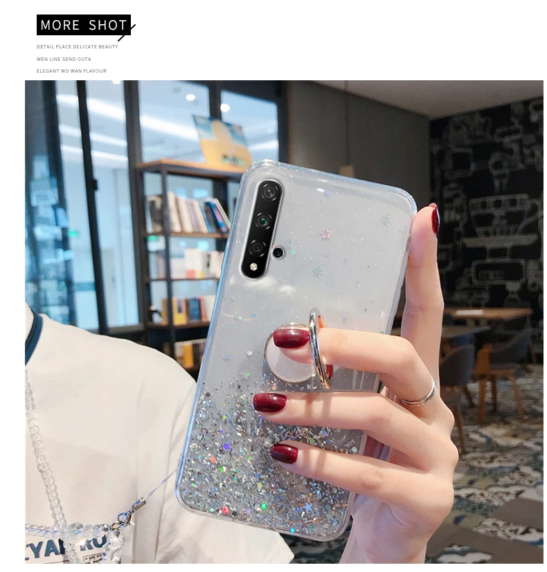 Auroras для huawei Nova 5T Блестящий блестящий чехол с блестками для Nova 5T прозрачный мягкий чехол со звездным небом полный Чехол со звездами и Луной