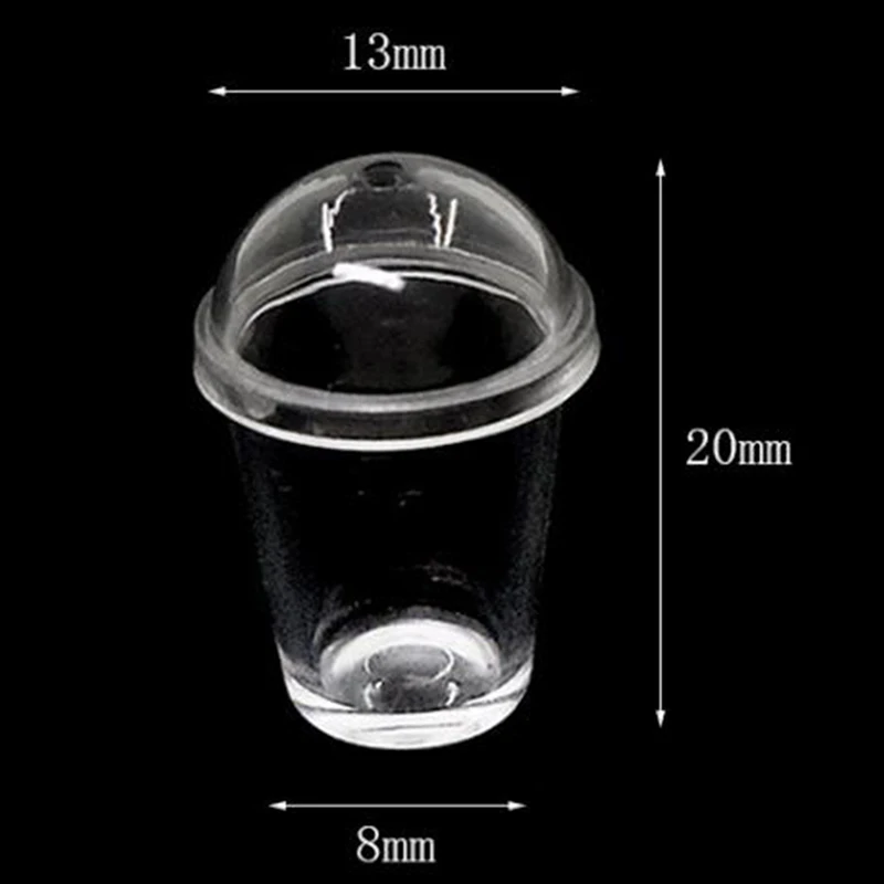 

2Pcs 1:12 Dollhouse Accessories Miniature Transparent Straw Lid Cup Model Toys