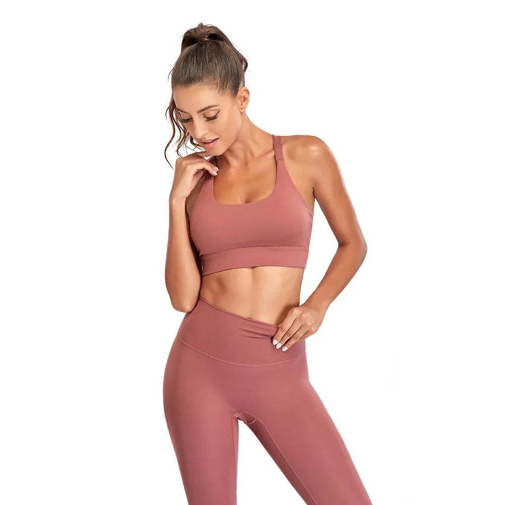 

Push Up Gym Fitness Bras Crop Tops 2021 New Women Plain Soft Breathable Nylon High Waist Yoga Workout Sports Bra
