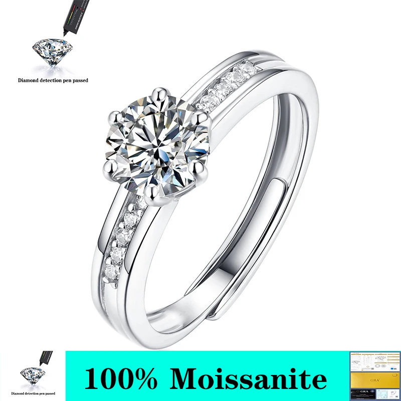 

0.5ct 1ct 2ct 3ct Moissanite Ring Round Brilliant Cut Diamond Test Passed Moissanite 925 silver Women Diamond Solitaire Rings