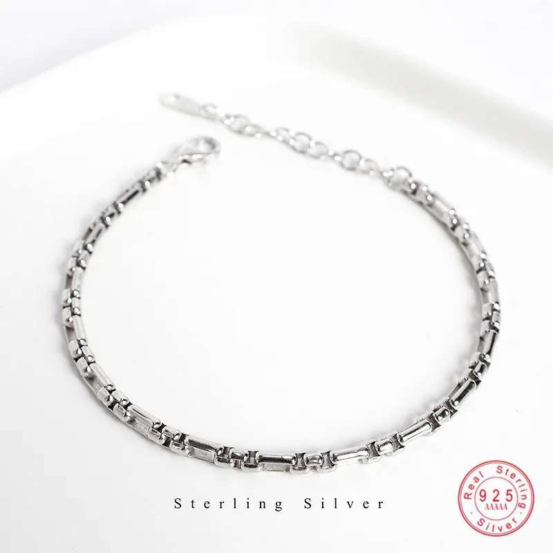 

925 Sterling Silver Punk Classic Retro Thick Chain Bracelet Women Street Cowboy Clothing Jewelry Accessories Friendship Gift