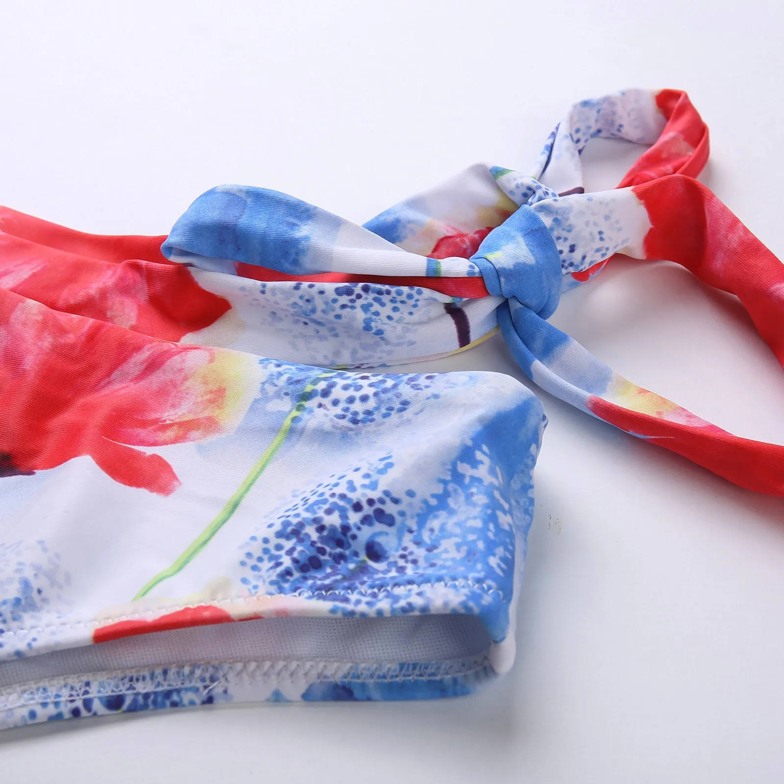 

Peachtan Sexy Floral Print Swimsuit Women 2021 One Shoulder Bikini Set Bandeau Swimwear Women Knot Bandage Bathing Suit Biquini