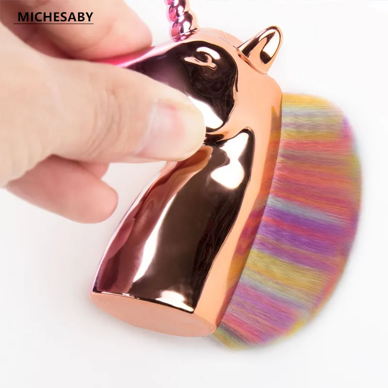 6 цветная Кисть для макияжа в виде единорога Рассыпчатая кисть пудры цвета