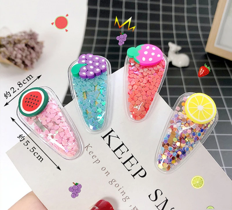 

3/5pcs Girls Cute Quicksand Fruit Hairpin Korean Women Girl Bangs Side Clip Hairpin Clip Headdress Top Clip Hair Accessorie