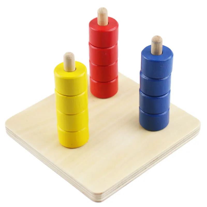 

Montessori Toy Wooden Colored Discs on 3 Dowels Math Sensory Preschool Learning Educational Toys for 2-4 Years Children K2546F