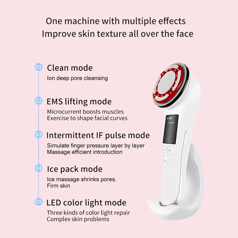 Home Beauty Instrument Ion Vibration Massage Face Micro-current Pulse Cold and Hot Color Light | Красота и здоровье