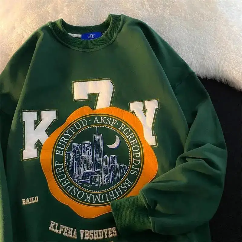 

Streetwear Casual Goth Green Letter Printing Sweatshirt Women Cotton Clothes Teens New Aesthetic Korean Fashion Oversized Tops