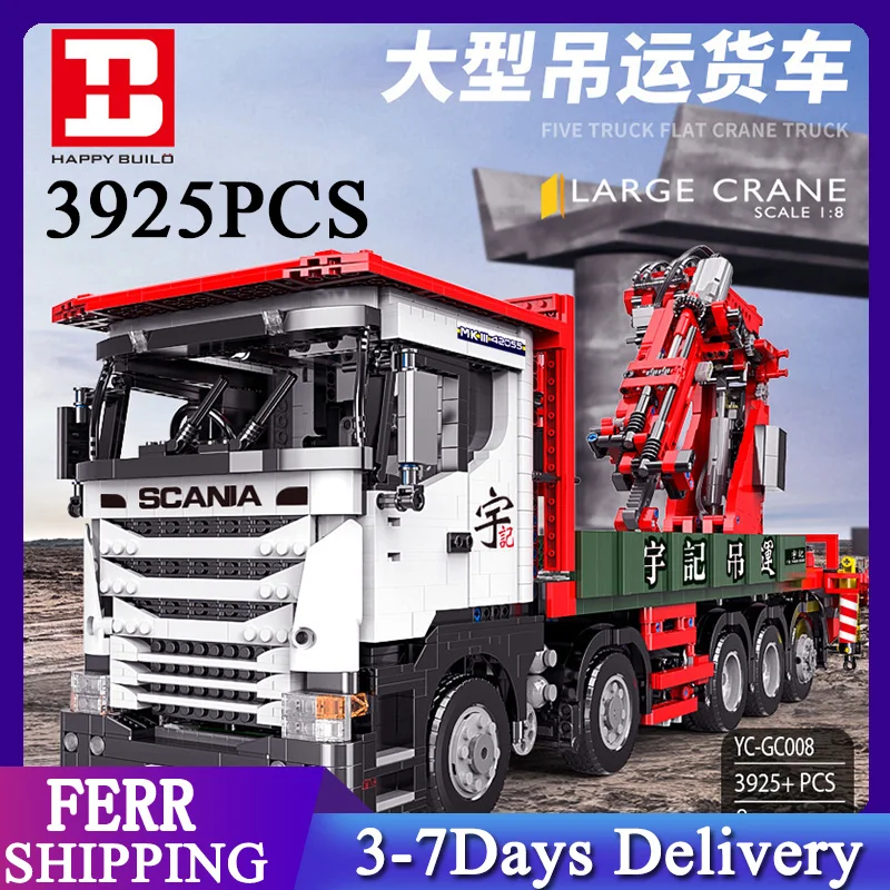 

2021 GC008 APP Technical RC Car The Big Scania Crane Lorry Truck City Engineering Building Blocks Brick Kids Educational Gifts
