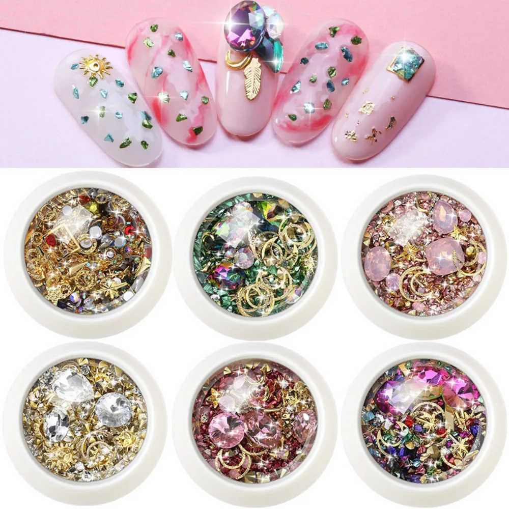 

1 Box Crystal Nails Rhinestones Sequins Metal Rivet Gems Stones Nail Art Decoration Charm Accessories For Nail Styling Design