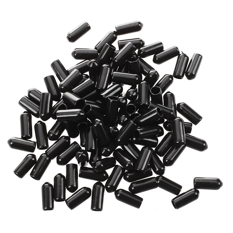 100 шт 6 мм внутренний диаметр круглый наконечник черные ПВХ изолированные