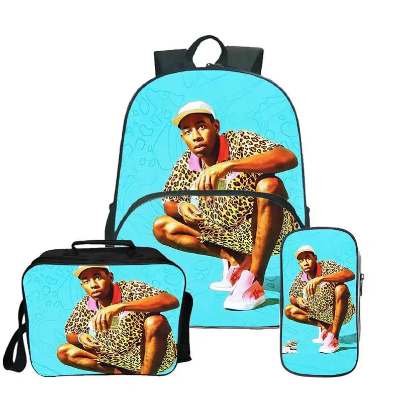 

3 Pcs Set Streetwear Backpack Canvas School Bags for Teenage Tyler Gregory Okonma College Student Kids Book Bag Rucksack 2021