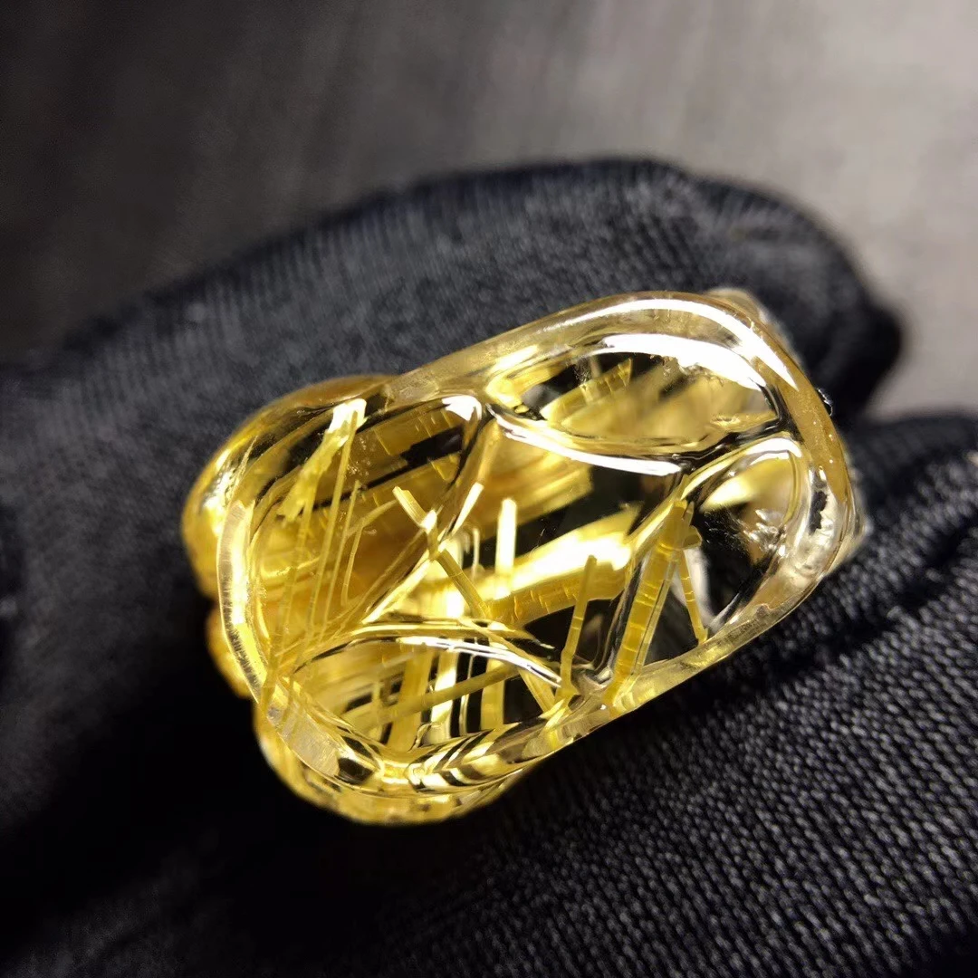 

Natural Gold Rutilated Quartz Pendant Pi Xiu Carved 20.4*13.4*10.7mm Brazil Wealthy Women Rare Jewelry Genuine AAAAAA