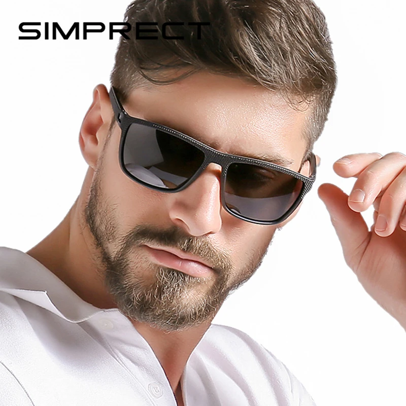 Мужские поляризационные солнцезащитные очки SIMPRECT TR90 квадратные UV400 в стиле ретро