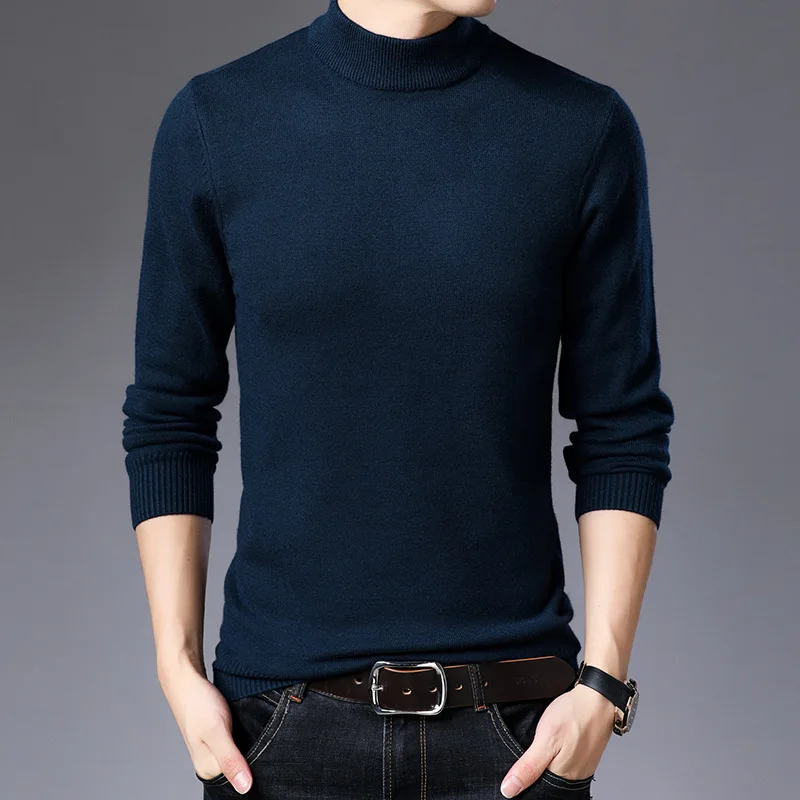 

Half High Collar Men's 2020 Winter New Thick Warm Woolen Sweater Men Korean Fashion Casual Slim Knitted Sweater Top Men Clothing