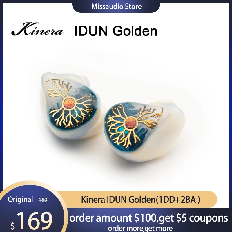 

Kinera IDUN Golden IDUN2.0 In-ear Monitor Earphone IEM 1DD+2BA Triple Hybrid Hifi Music Studio Audiophile Headset 2Pin 0.78mm