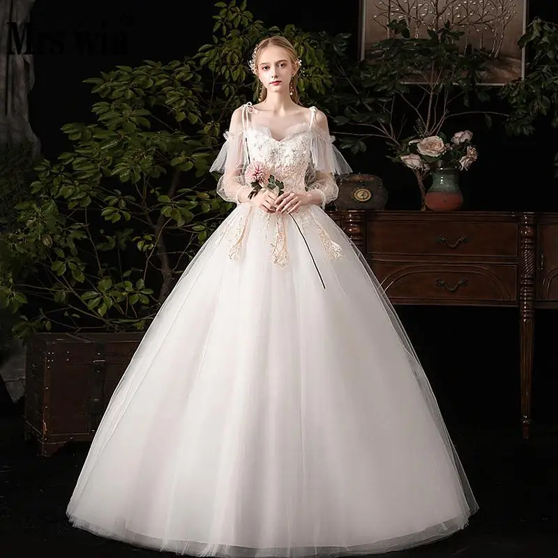 Mrs Win/свадебное платье Коллекция 2021 года Элегантное бальное на шнуровке с вырезом