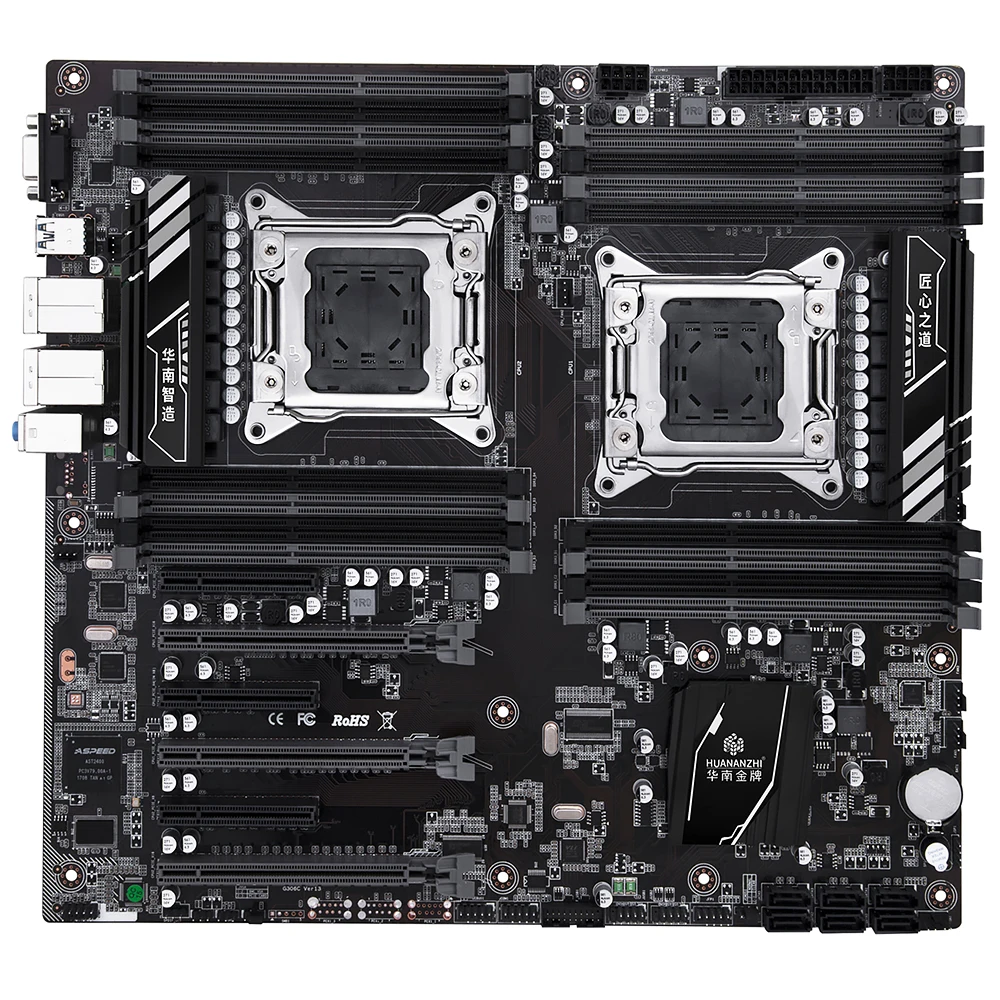 HUANANZHI X79-16D Motherboard Intel Dual CPU LGA 2011 E5 Support ECC/REG 512GB SATA3 USB3.0 VGA  Lan E-ATX Server Mainboard